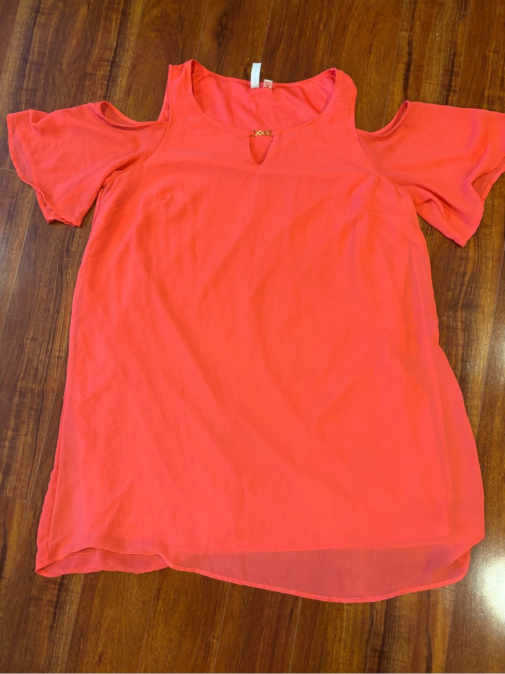 Tacera Coral Cold-Shoulder Short Sleeve Dress